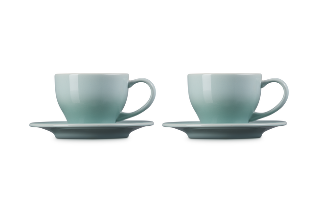 Stoneware Set of 2 Cups and SaucersSage image number 3